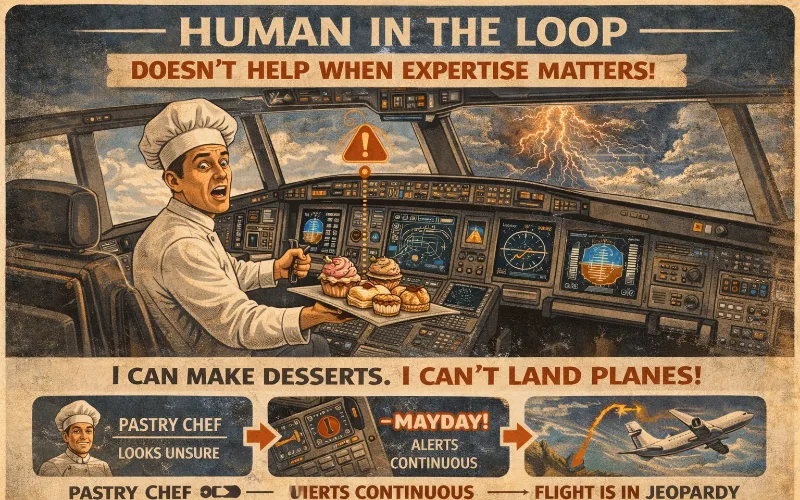 Slide: a pastry chef at the controls, holding a tray of desserts